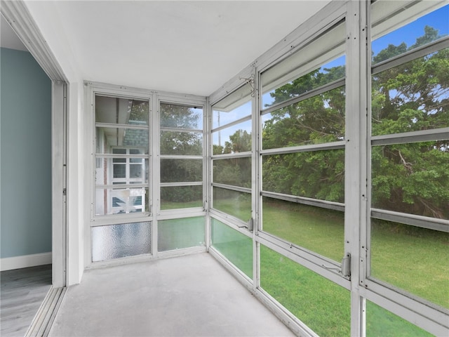 view of unfurnished sunroom