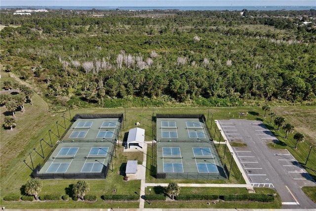 aerial view with a forest view