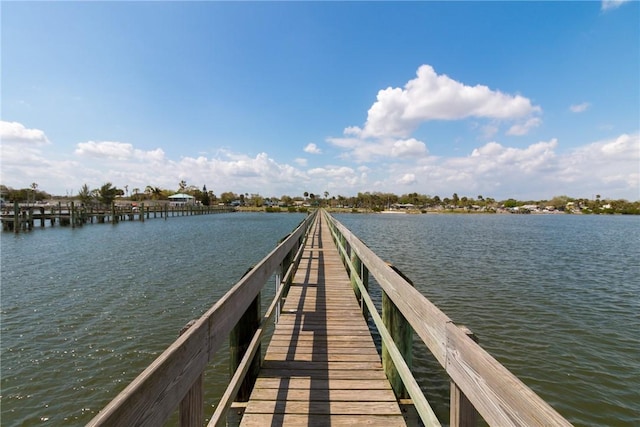 view of dock featuring a water view