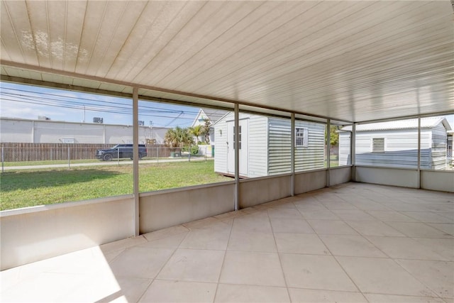 view of unfurnished sunroom