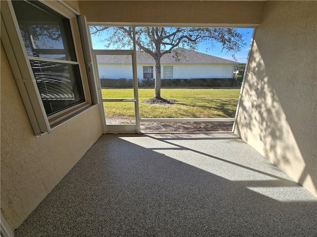 view of unfurnished sunroom