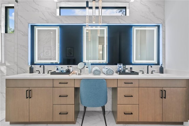 9259 Seaglass Ct, Vero Beach, FL 32963 - full bathroom with double vanity and marble finish flooring