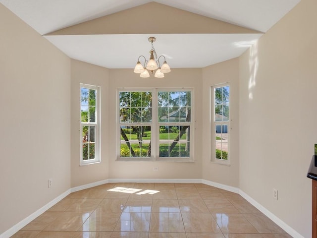 8340 Paladin Sq, Vero Beach, FL 32967 - unfurnished dining area with a chandelier and vaulted ceiling