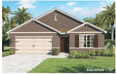 view of front facade with a garage and a front lawn