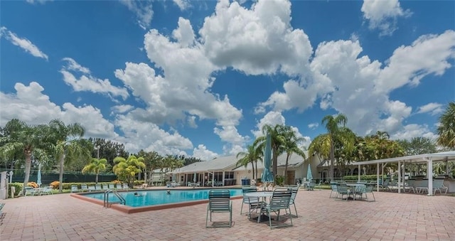 view of pool featuring a patio