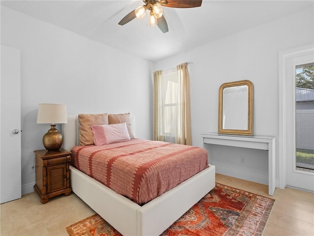 bedroom featuring ceiling fan