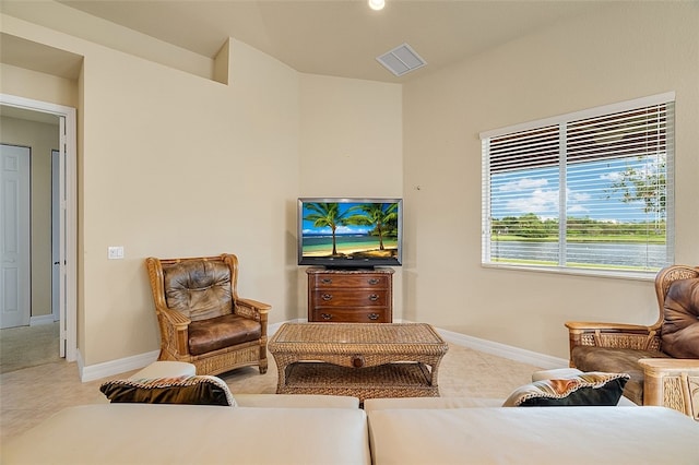 living room with carpet flooring