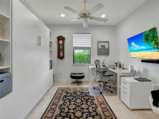 5205 Turtle Creek Cir, Vero Beach, FL 32967 - office space with light tile patterned flooring, a ceiling fan, and recessed lighting