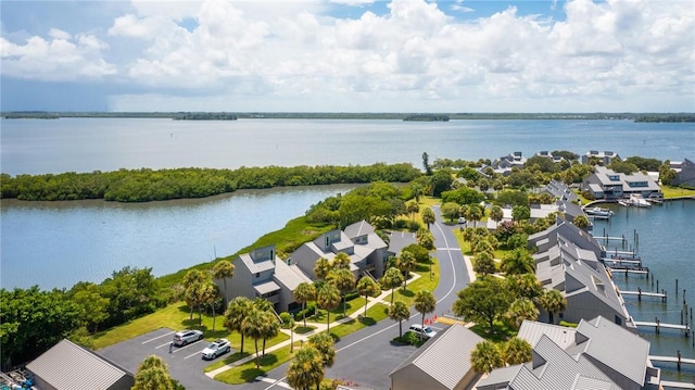 bird's eye view featuring a water view