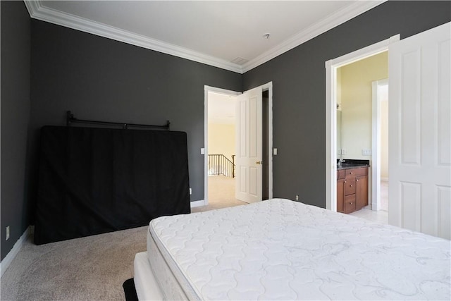 6139 57th Ct, Vero Beach, FL 32967 - bedroom with crown molding, baseboards, and light carpet