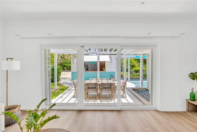 811 Royal Palm Pl, Vero Beach, FL 32960 - doorway featuring ornamental molding and wood finished floors