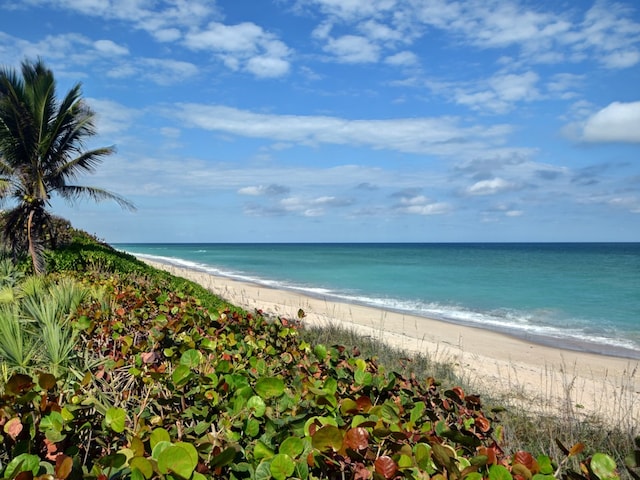 view of water feature featuring a beach view