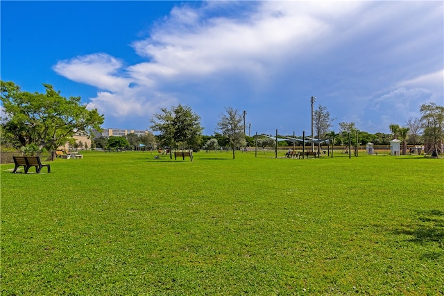 view of home's community with a lawn