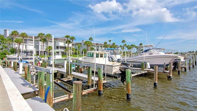 dock area featuring a water view and boat lift