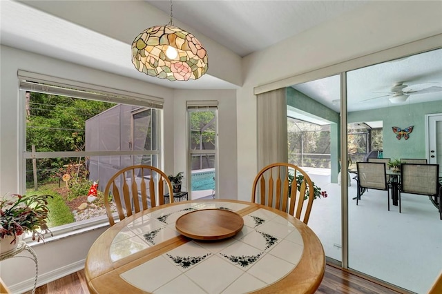 8145 95th Ct, Vero Beach, FL 32967 - dining space with wood finished floors and ceiling fan