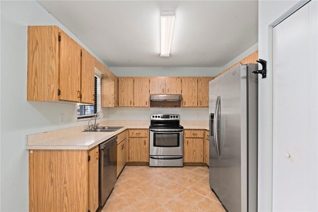 2906 1st St, Vero Beach, FL 32968 - kitchen with a sink, light countertops, appliances with stainless steel finishes, and under cabinet range hood