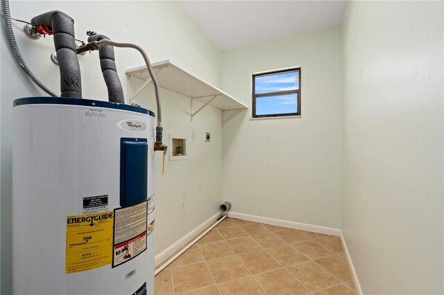 2906 1st St, Vero Beach, FL 32968 - clothes washing area featuring baseboards, laundry area, electric water heater, electric dryer hookup, and hookup for a washing machine