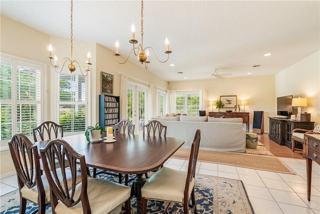 7387 61st St, Vero Beach, FL 32967 - dining room with a notable chandelier, baseboards, light tile patterned floors, and recessed lighting
