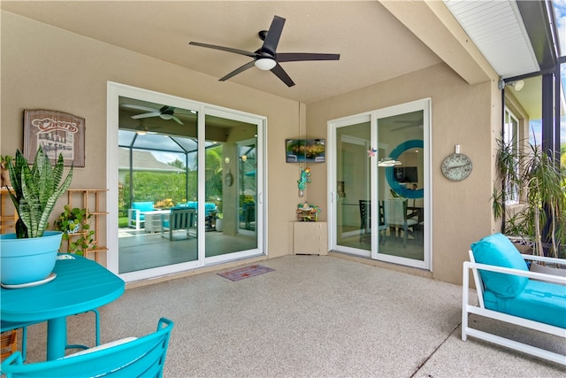 view of patio with ceiling fan