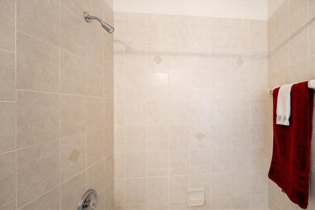 interior details with tiled shower / bath combo