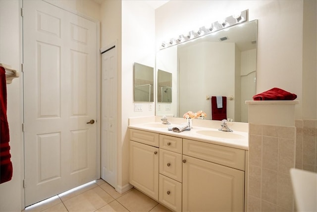 bathroom featuring vanity and tile patterned floors