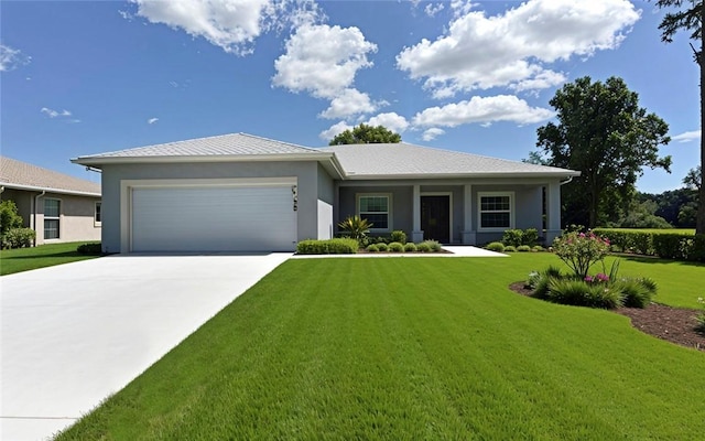 11126 Roseland Rd, Sebastian, FL 32958 - ranch-style house featuring stucco siding, a front lawn, concrete driveway, and a garage