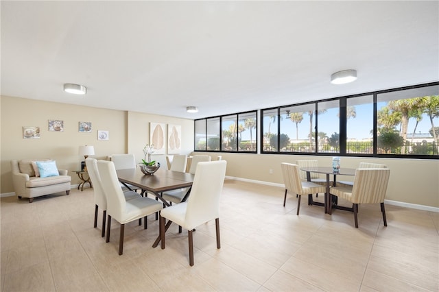 dining space with light tile patterned flooring