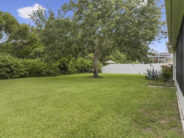 view of yard with a lanai