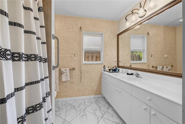 bathroom with vanity and radiator heating unit