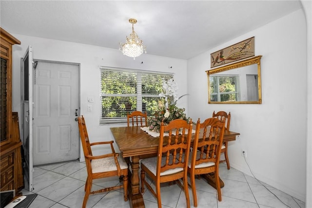 dining room featuring light tile patterned floors