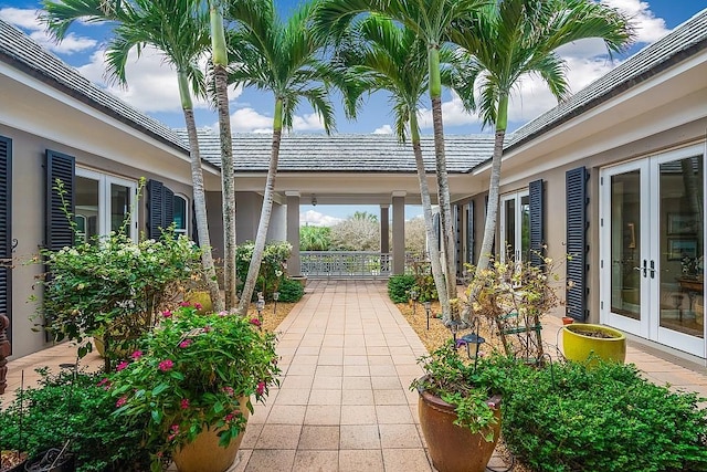 view of patio featuring french doors