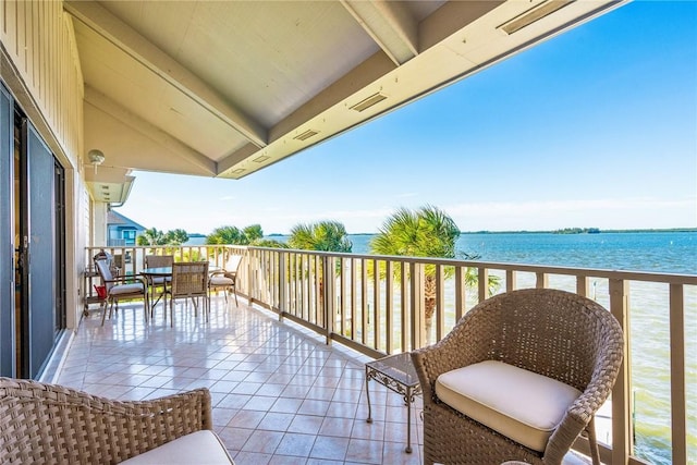 balcony with a water view