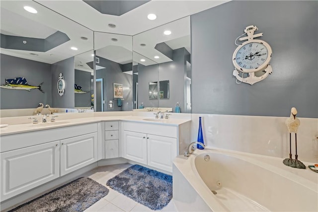 3000 N Aia Hwy N Phgc, Phgc, Hutchinson Island, FL 34949 - bathroom featuring double vanity, a sink, recessed lighting, and a jetted tub