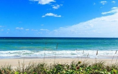 view of water feature with a view of the beach