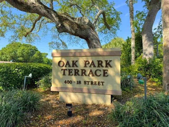 view of community sign