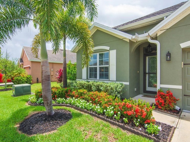 property entrance featuring a yard