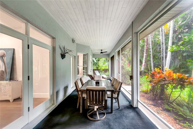 sunroom / solarium with wood ceiling