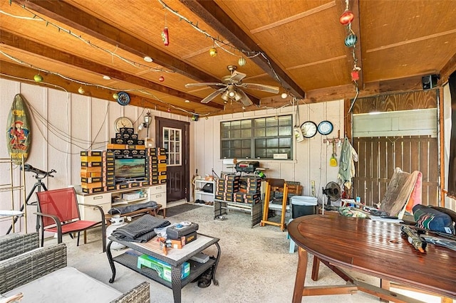 living room with ceiling fan