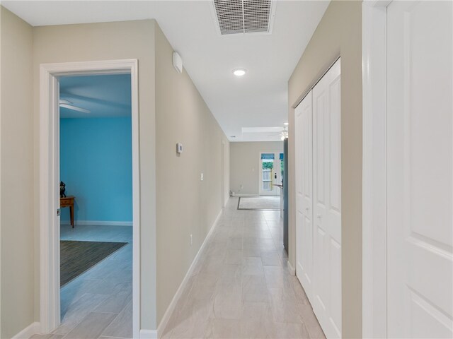 hall featuring light wood-type flooring