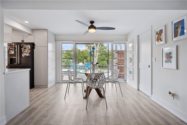 1933 Robalo Dr, Vero Beach, FL 32960 - dining room with ceiling fan, light wood-style floors, and recessed lighting
