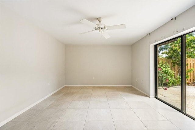 415 E Waverly Pl Unit 1C, Vero Beach, FL 32960 - unfurnished room with a ceiling fan, baseboards, and light tile patterned floors