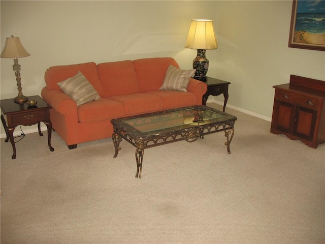 living room featuring light colored carpet