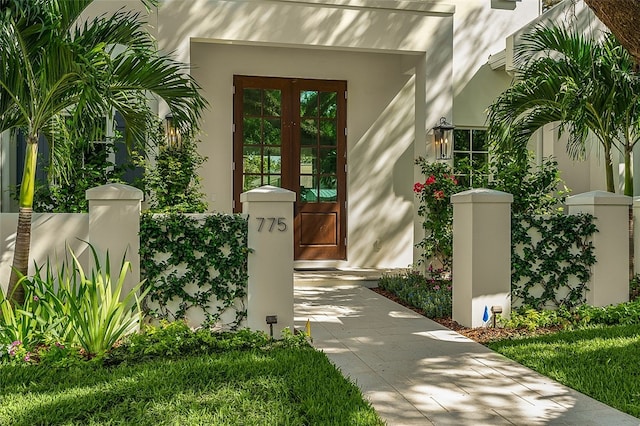 property entrance with french doors