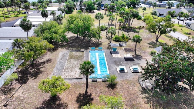 birds eye view of property with a residential view