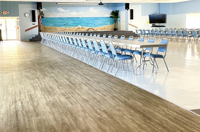 dining area featuring wood-type flooring