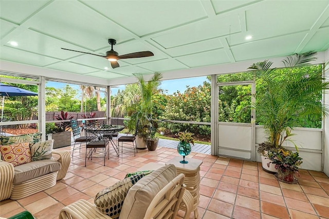 850 Gilbert St, Sebastian, FL 32958 - sunroom / solarium featuring outdoor lounge area, outdoor dining space, and ceiling fan