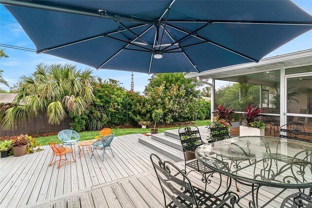 850 Gilbert St, Sebastian, FL 32958 - wooden deck featuring outdoor dining space