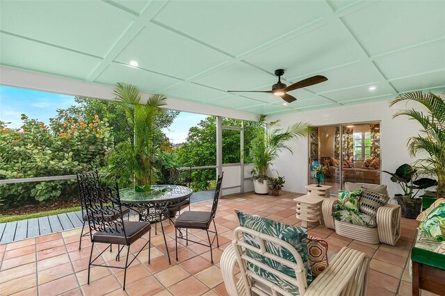 850 Gilbert St, Sebastian, FL 32958 - view of patio / terrace with outdoor dining space, a ceiling fan, and an outdoor hangout area