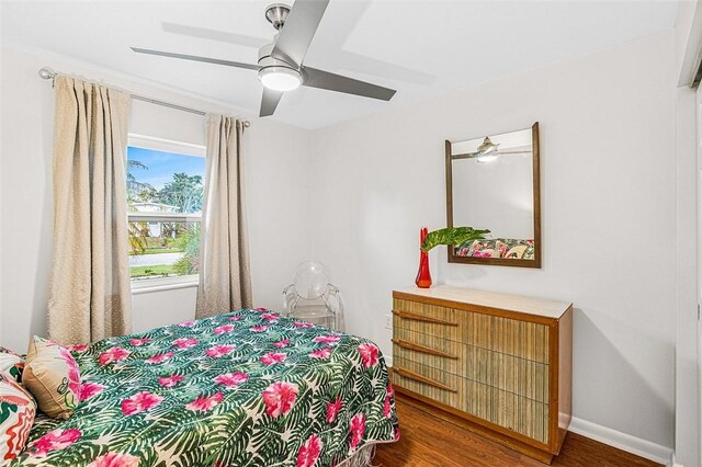 850 Gilbert St, Sebastian, FL 32958 - bedroom featuring wood finished floors, a ceiling fan, and baseboards