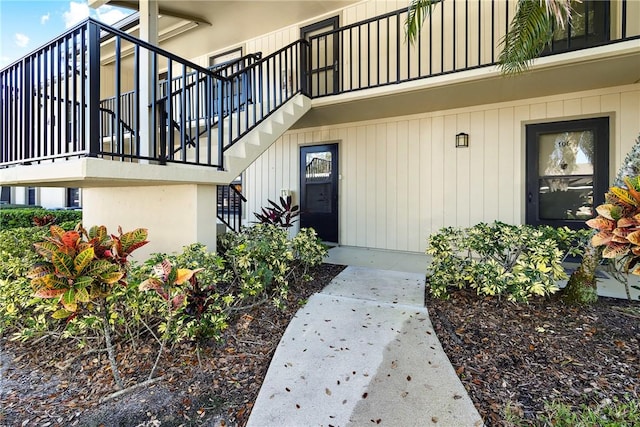 doorway to property with a balcony